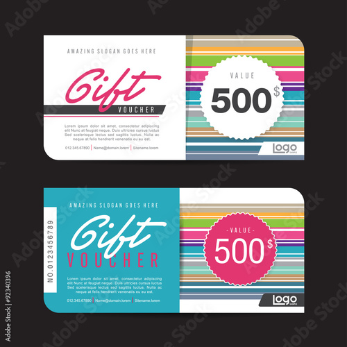 Gift voucher template with colorful pattern,cute gift voucher certificate coupon design template,
Collection gift certificate business card banner calling card poster,Vector illustration