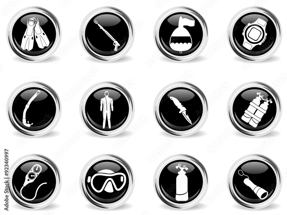 Diving icon set Diving icon set