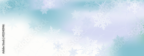 Fototapeta Naklejka Na Ścianę i Meble -  Winter horizontal banner with snowflakes - illustration