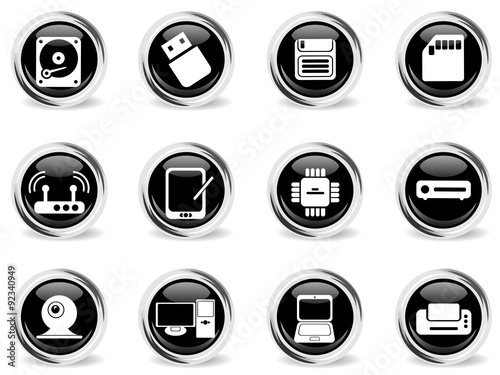 Computer equipment chrom vector icons