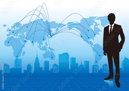 businessman with world map Vector