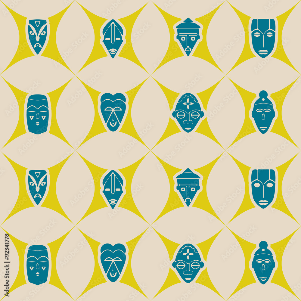 Fototapeta premium Seamless background with African ritual masks for your design