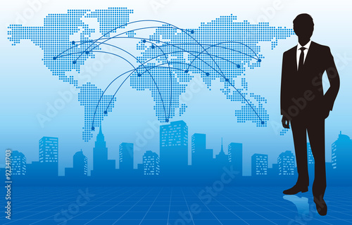 businessman with world map Vector