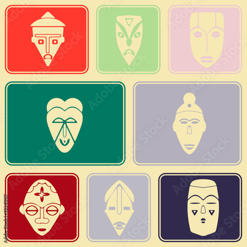 Seamless background with African ritual masks for your design