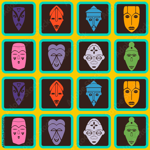 Seamless background with African ritual masks for your design