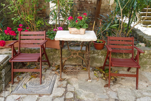 Fototapeta Naklejka Na Ścianę i Meble -  Istrian backyard with chairs