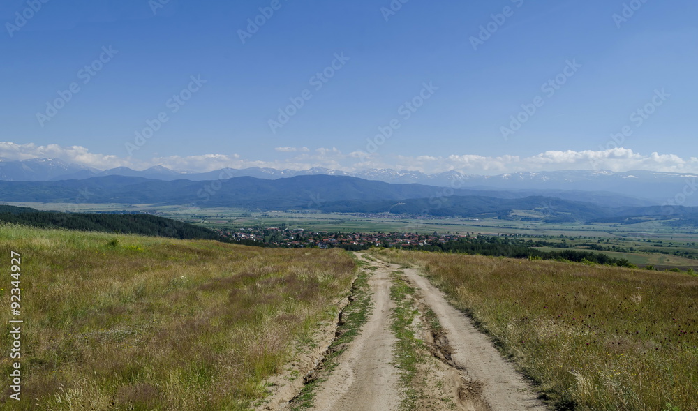 Landscape  of mountain Plana and beautiful village Alino, Bulgaria  