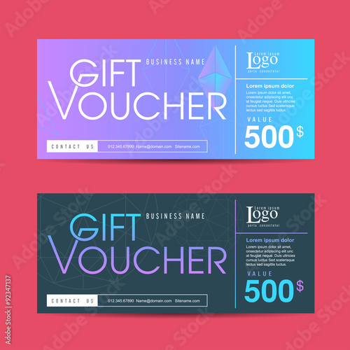 Gift voucher template with colorful pattern,Vector illustration