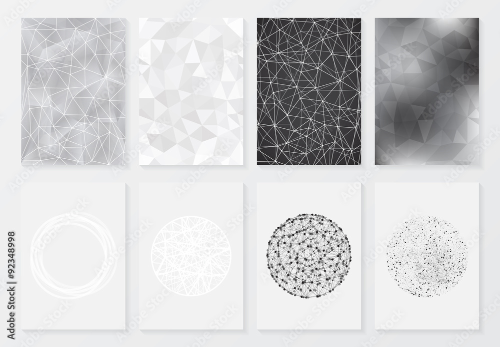 Set of posters with geometric background, flyer. A4 / A3 format