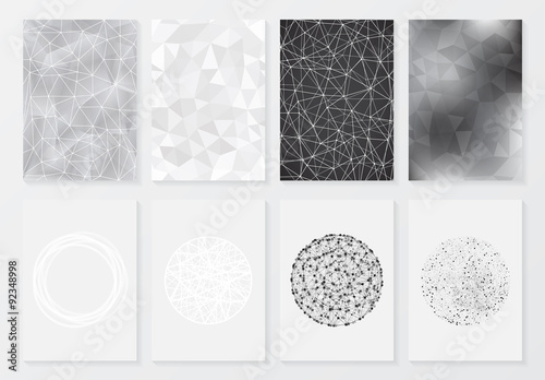Set of posters with geometric background, flyer. A4 / A3 format. Polygonal backgrounds and geometric patterns, vector illustration