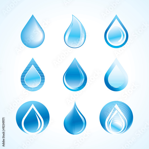 Vector Water Drops Icon Set
