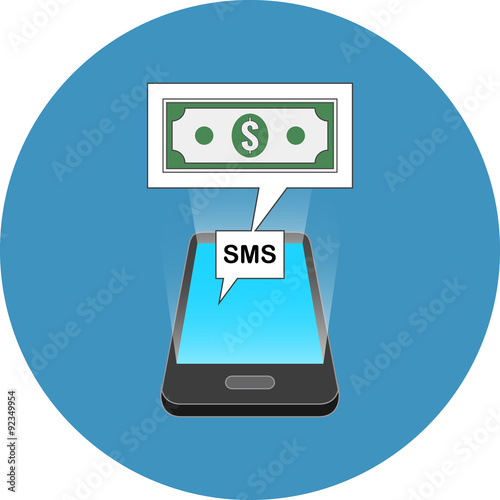Smartphone sms transaction concept. Isometric design.