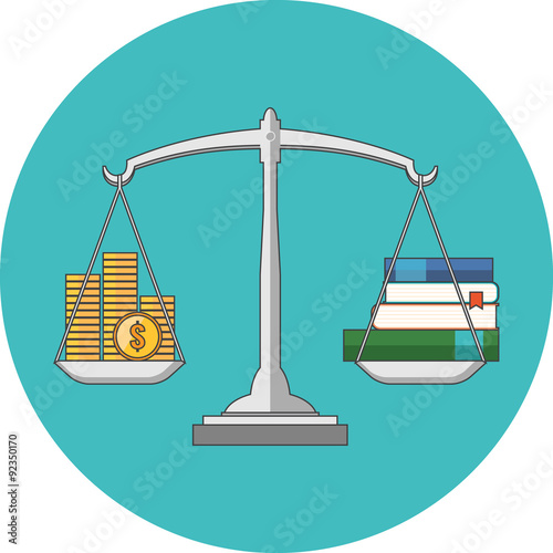 Knowledge is wealth concept. Flat design.