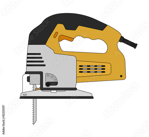 Electric carpentry jig saw tool. Color