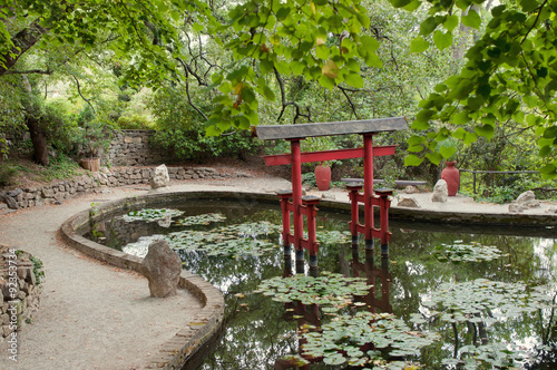Japanese like garden in one of crimean green parks, Crimea