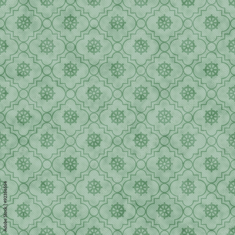 Pale Green Wheel of Dharma Symbol Tile Pattern Repeat Background Pale Green Wheel of Dharma Symbol Tile Pattern Repeat Background