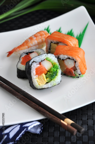 fresh sushi on dish