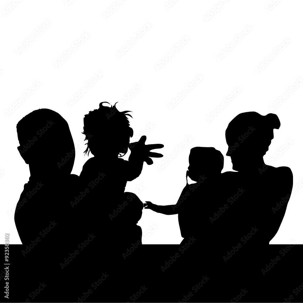 family with baby silhouette