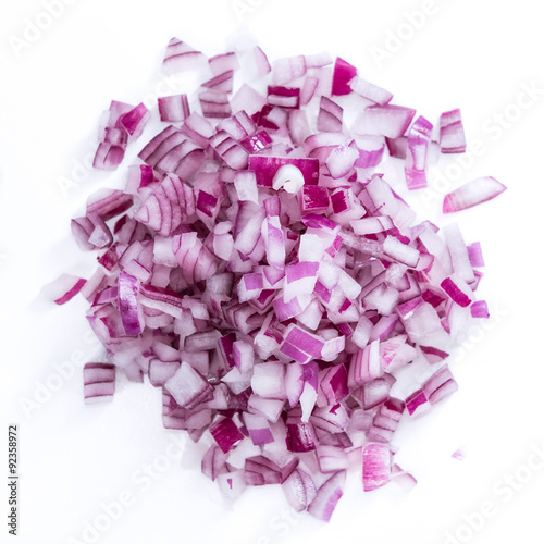 Diced Red Onion (isolated on white)