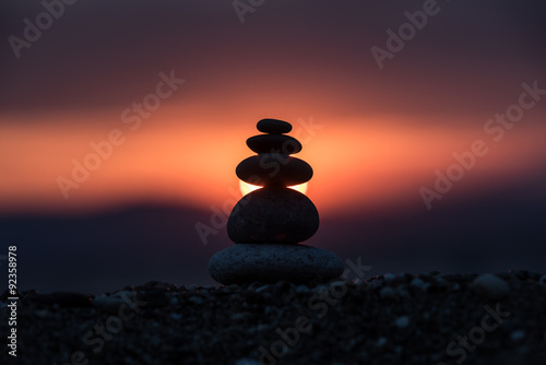 Balance Stones. Balance stones at sunset on the beach.