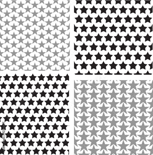Repetitive star pattern set vector black and white