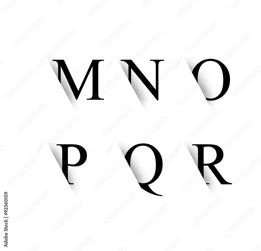 Black alphabet letters with shadow Stock Vector | Adobe Stock