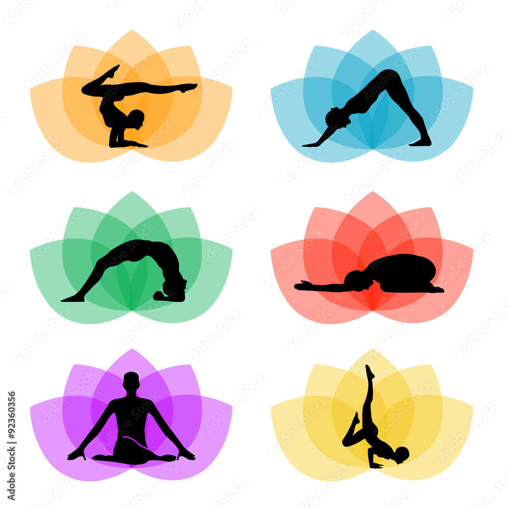 A set of yoga and meditation symbols