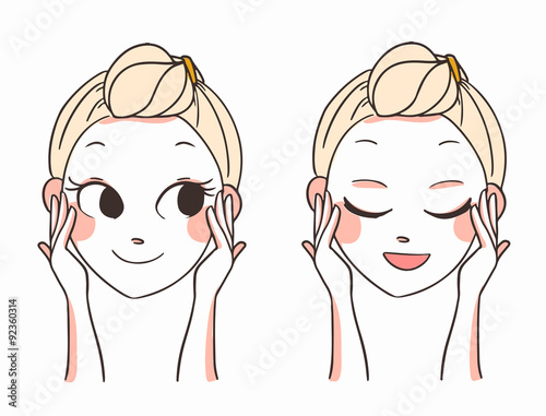 beautiful women face hands.skin care.vector illustration