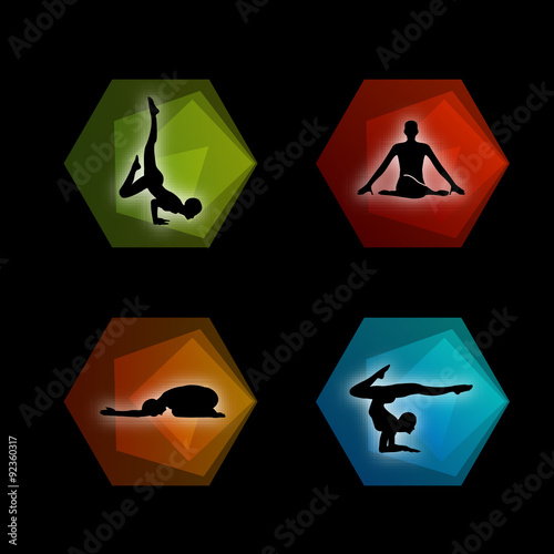 Yoga pilates set on geometric shapes