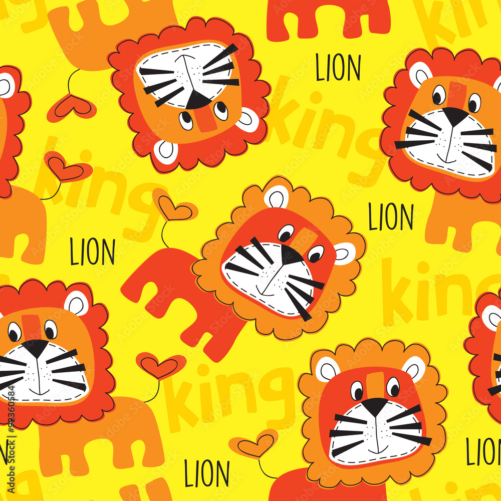 seamless lion pattern vector illustration