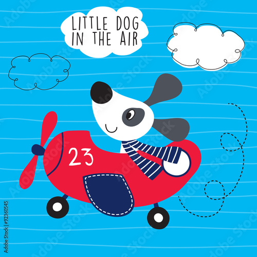 little dog in the air vector illustration