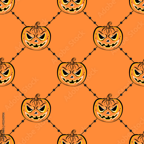 Seamless pattern with a pumpkin. Halloween Party design template