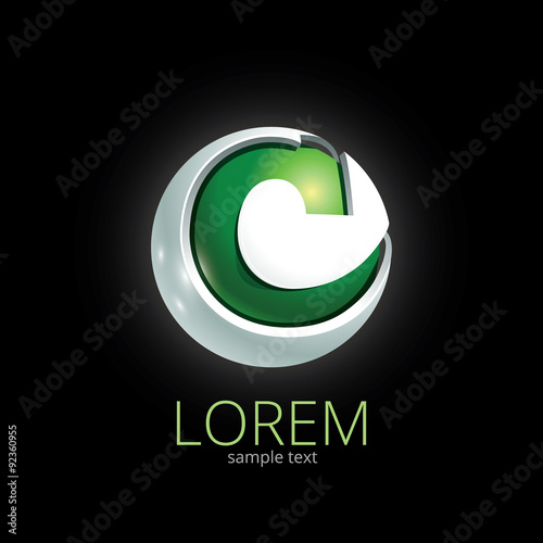 Abstract Vector Design Element - Metal C sphere logo template on black background
