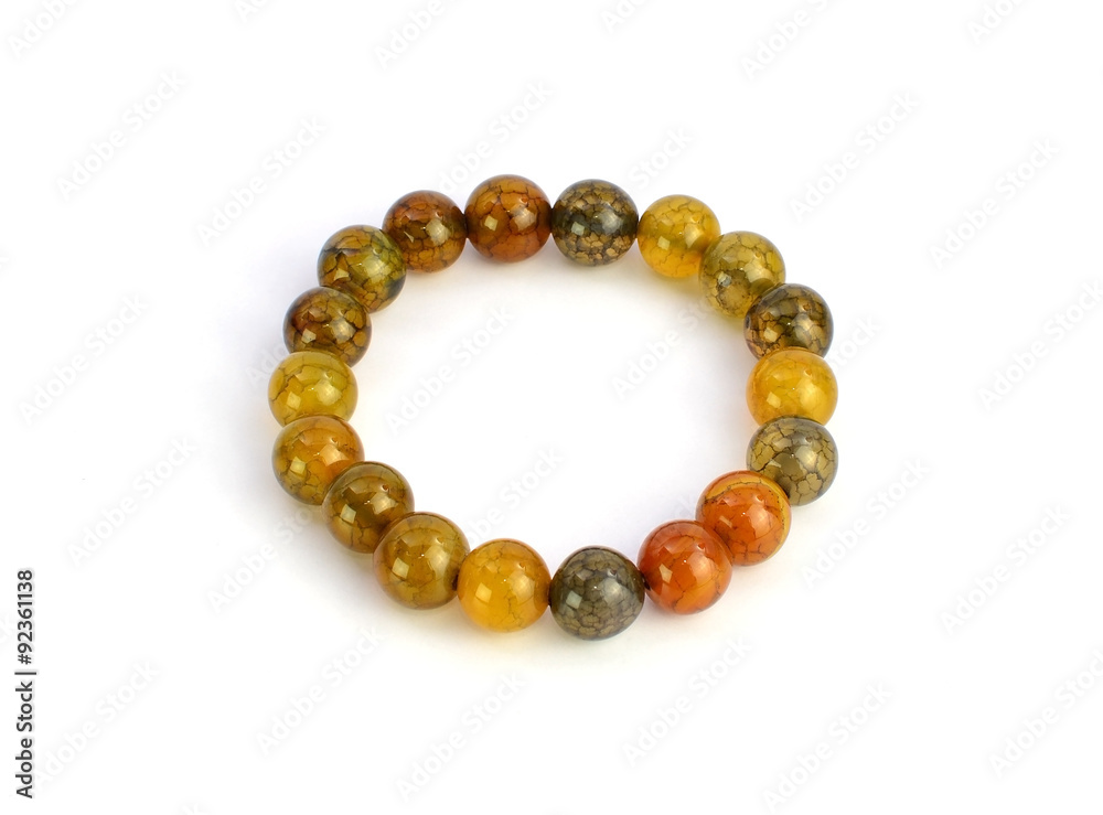 Necklace made of natural stone isolated on white background Necklace made of natural stone isolated on white background