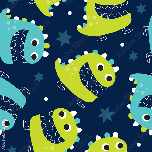 seamless colorful monster pattern vector illustration