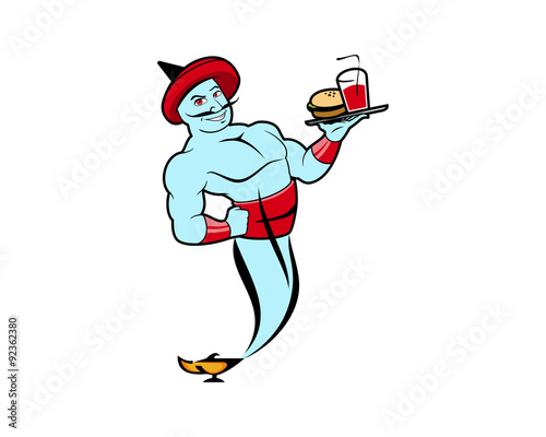 Genie Chief Coming out of Lantern cartoon character