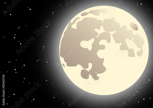 輝く満月と星空のイラスト