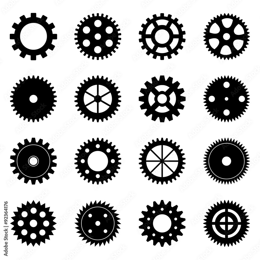 Set of gear wheels, vector illustration Set of gear wheels, vector illustration