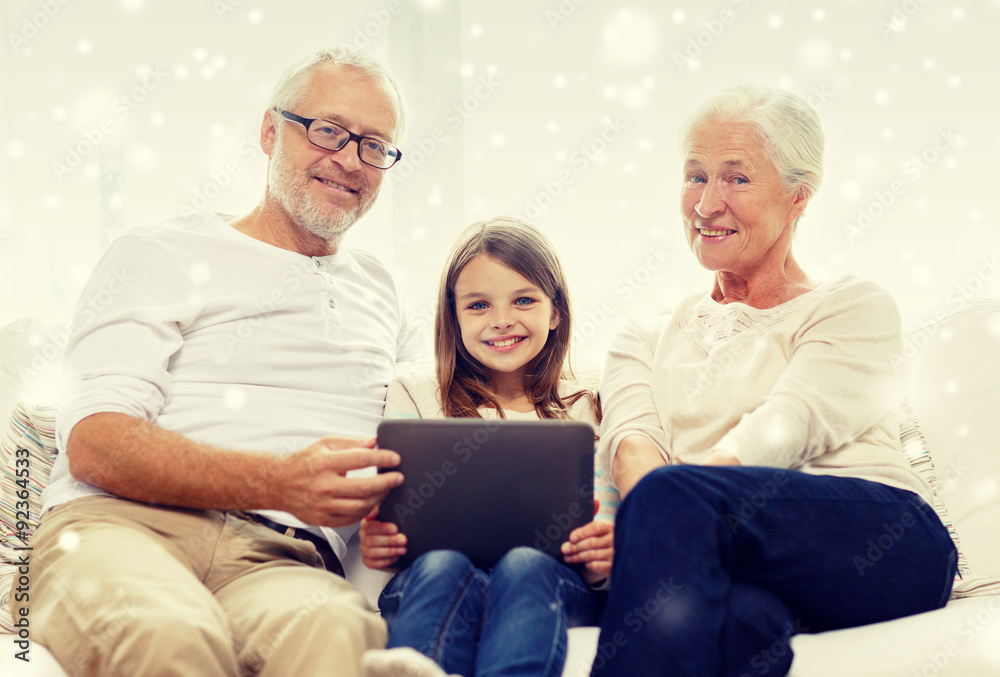 smiling family with tablet pc at home smiling family with tablet pc at home