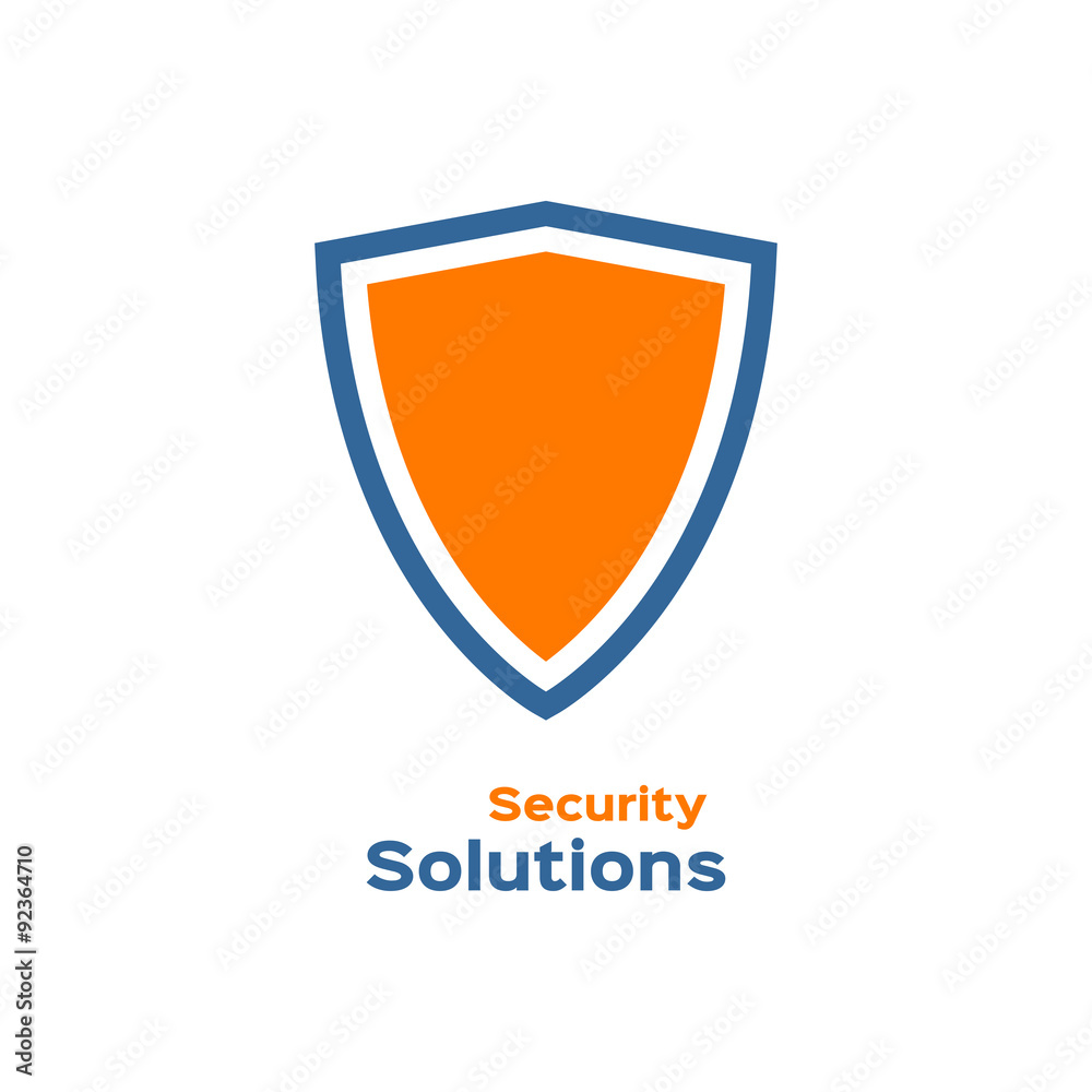 Security solutions logo, shield silhouette Security solutions logo, shield silhouette