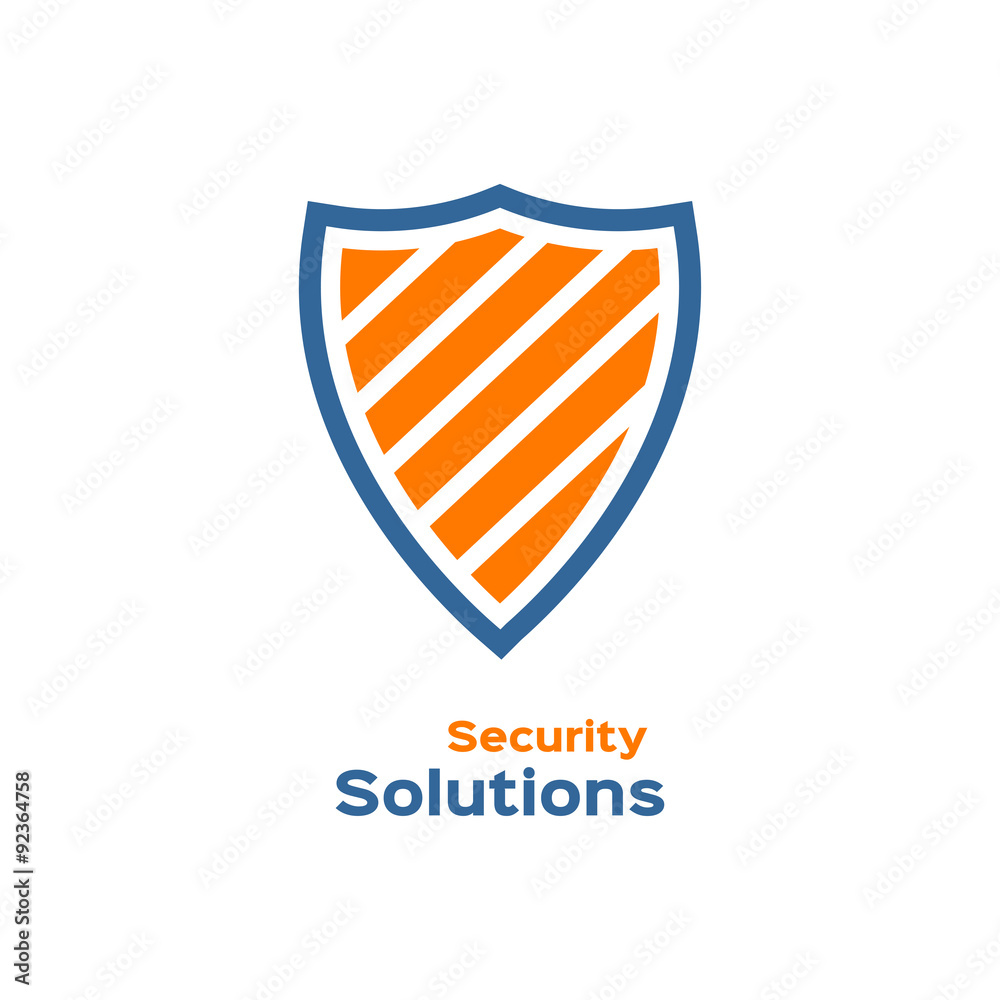 Security solutions logo, shield silhouette Security solutions logo, shield silhouette