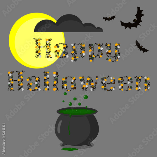Halloween word  consists of the elements. 