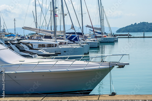 Main port for travel ships and yacht at ao po grand marina pier , Phuket in Thailand