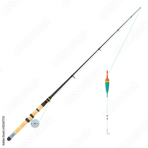 vector flat style float fishing rod illustration.