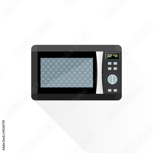vector flat style black microwave oven illustration.