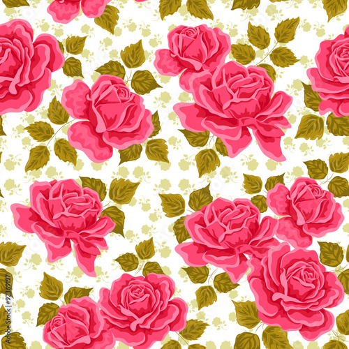 Seamless wallpaper pattern with roses. 