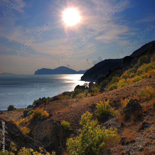  sun in autumn, September/View near Feodosiya, Black sea coast, Crimea. 