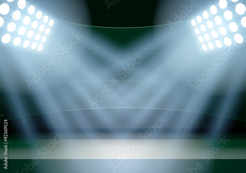 Background for posters night fencing stadium in the spotlight. 