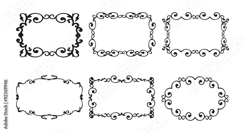 Vintage calligraphy decorative background, vector retro antique blank royal baroque border frame set . minimalistic illustration