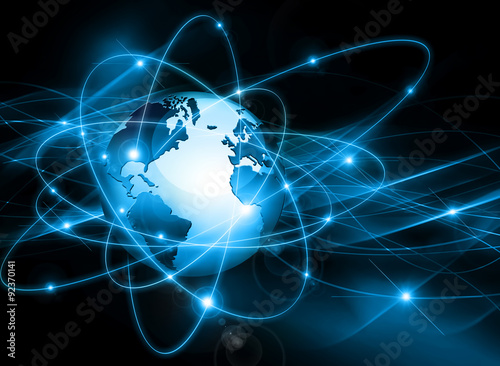 Fototapeta Naklejka Na Ścianę i Meble -  Best Internet Concept of global business. Globe, glowing lines